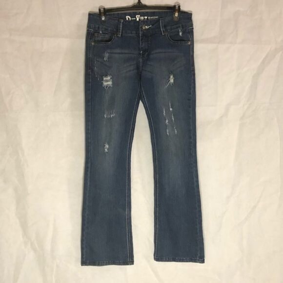 D-FUZ Premium Denimwear Boot Cut Blue Jeans distressed embroidered 9/10 READ - Picture 12 of 12